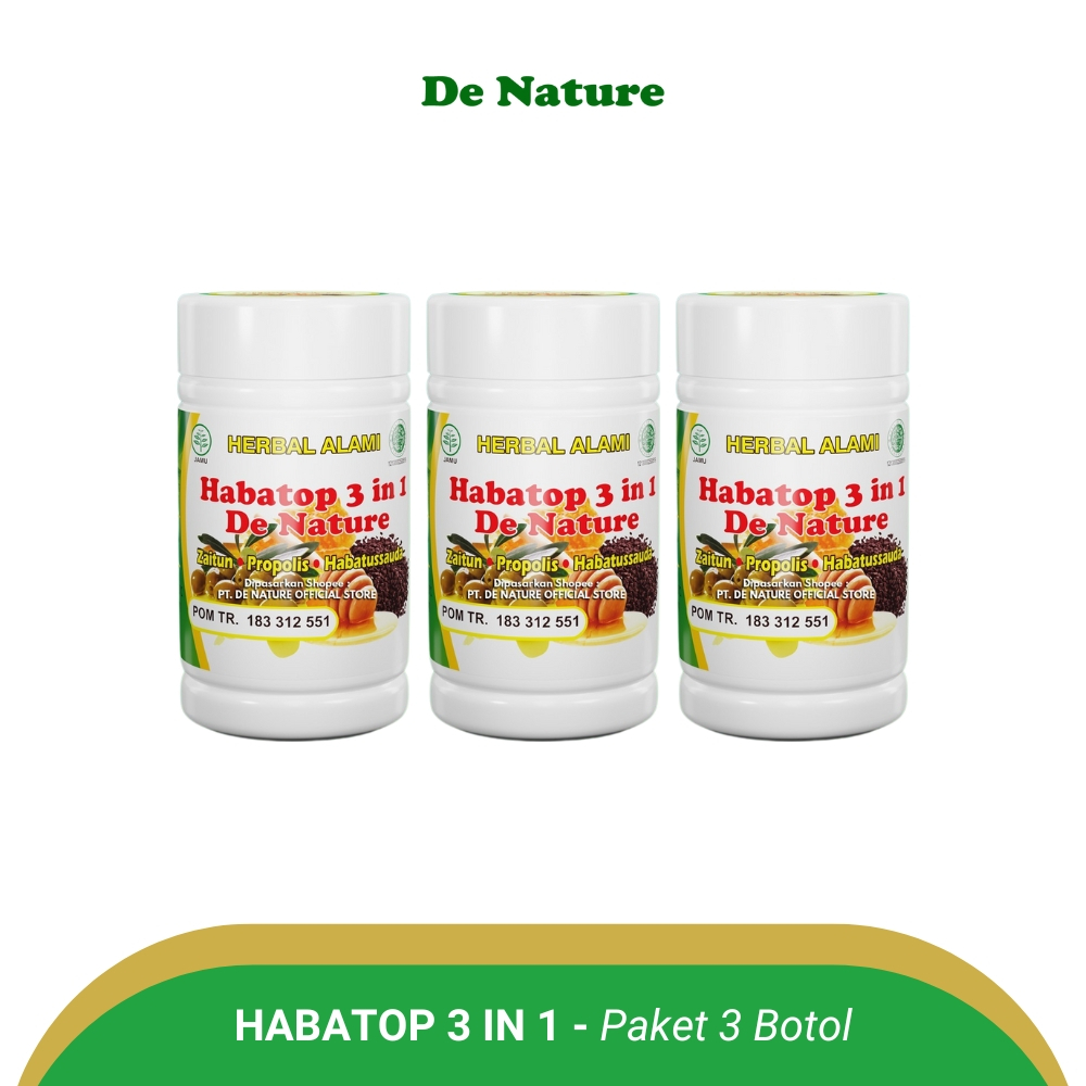 DE NATURE - Habatop 3 In 1 Herbal Daya Tahan Tubuh - Isi 50 Kapsul - Paket 3 Botol