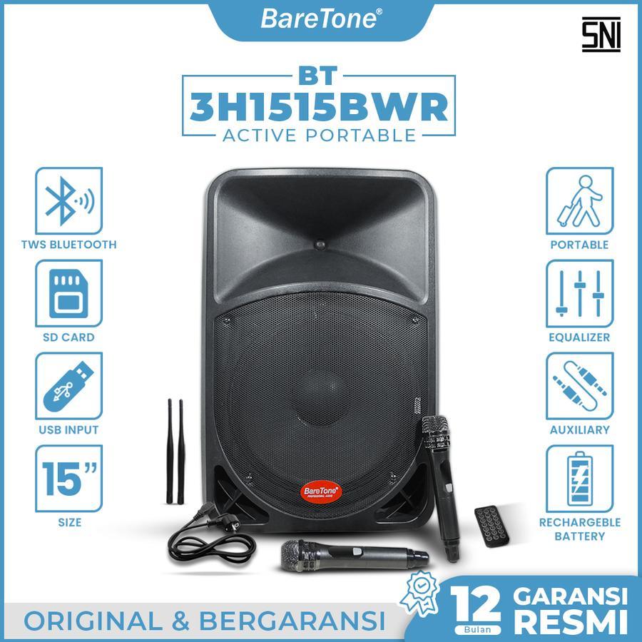 SPEAKER BARETONE PORTABLE BT-3H1515BWR/ BT3H1515BWR BLUETOOTH 15 INCH