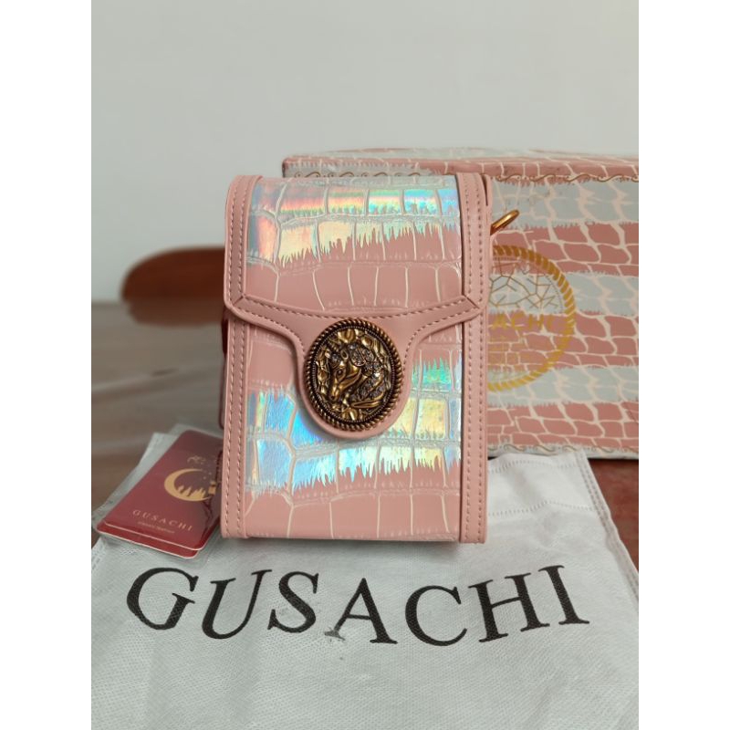 FO Bags Tas HP GUSACHI Pink Croco Glossy Tas Wanita Import Cantik kd 225