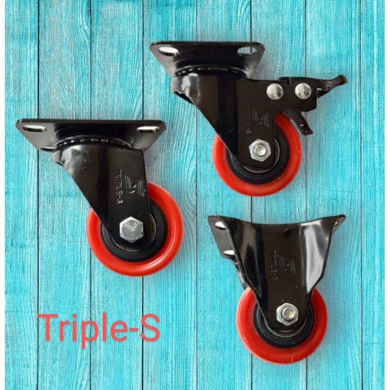 Roda 2 Inch pu Merah Ball Bearing