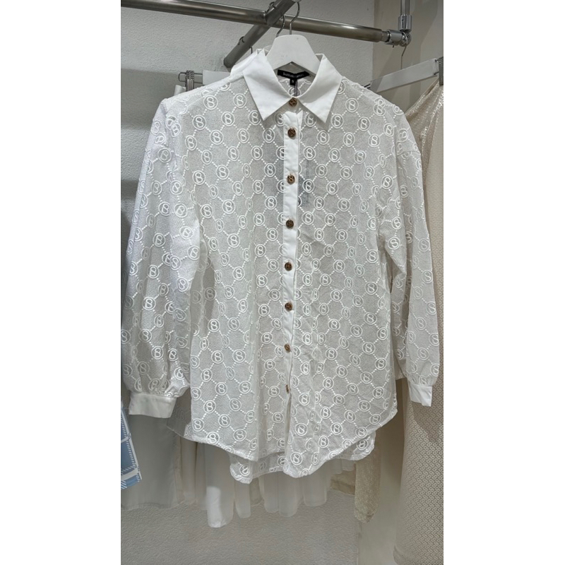 Buttonscarves Monogram Lace Shirt - White New