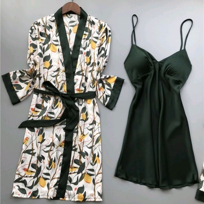 Sett Dress Baju Tidur Terusan Wanita Rok Kimono