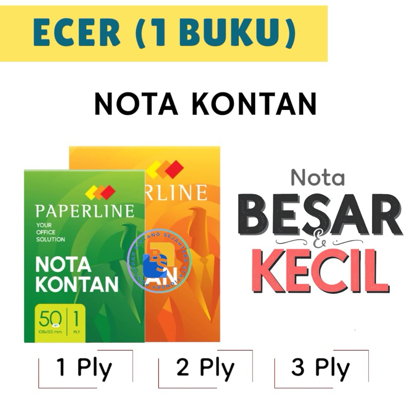 

PAPERLINE Bon Nota Kontan KECIL & BESAR 1 ply | 2 ply | 3 ply - 1 Buku