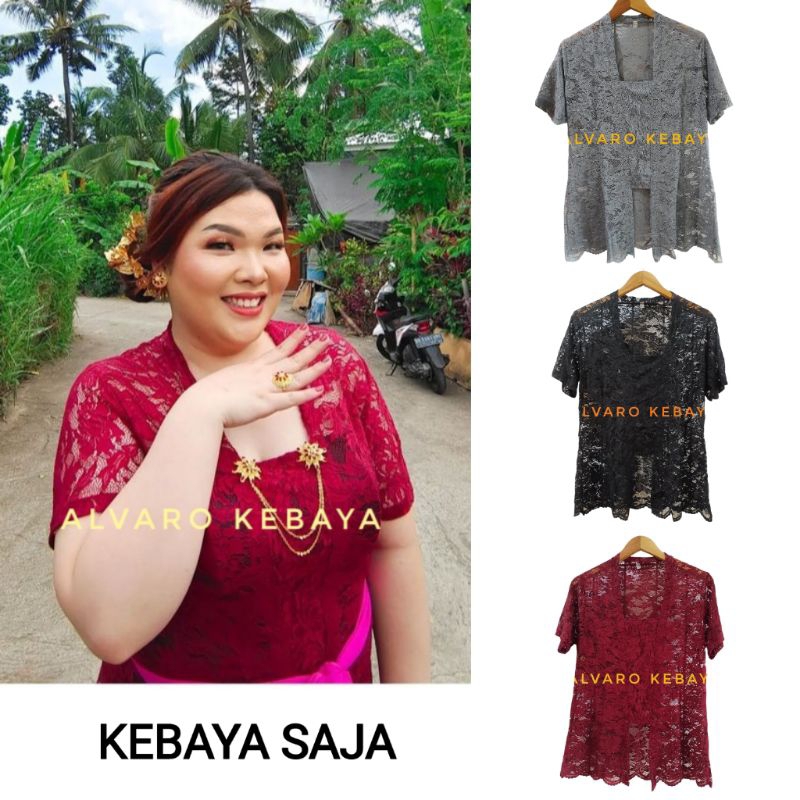 HOT DEALS kebaya kutubaru lengan pendek ukuran besar jumbo bigsize atasan brokat halus strait melar