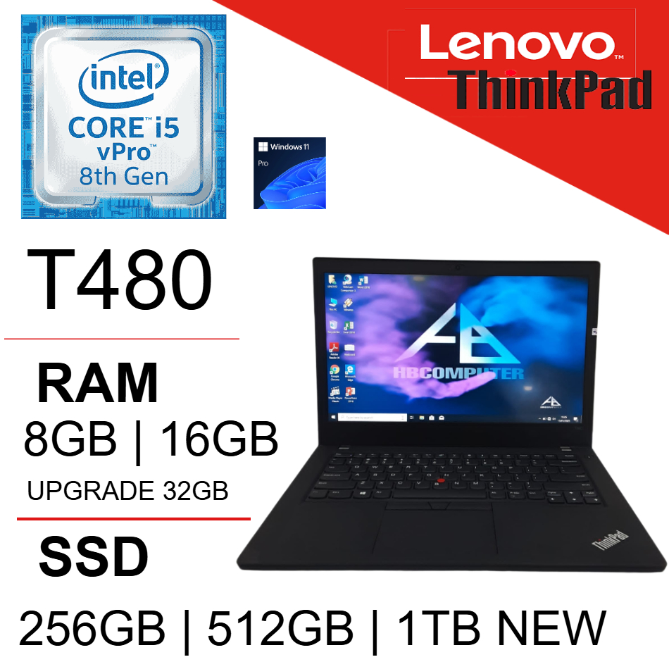 Lenovo T480 Intel Core i5 & i7 GEN 8 | Ram 16gb | 1TB SSD / NVMe | Thinkpad Laptop