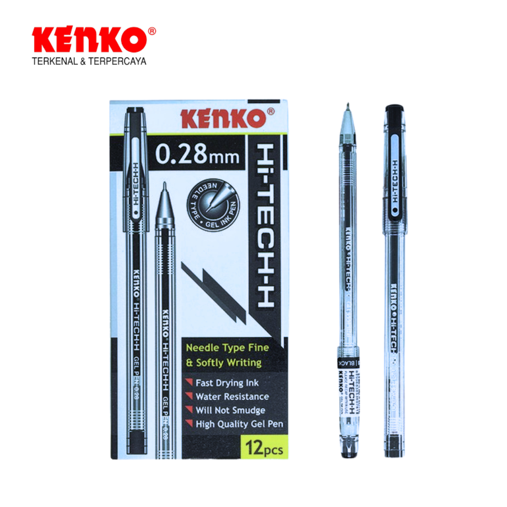 

( 1 Pcs ) Pulpen Gel Hi-Tech-H Kenko 0.28MM Hitam & Biru