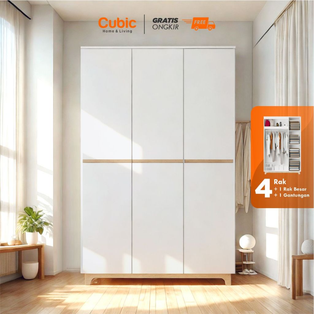 Cubic Lemari Pakaian Minimalis 3 Pintu / LUNA MILANO LP 3P