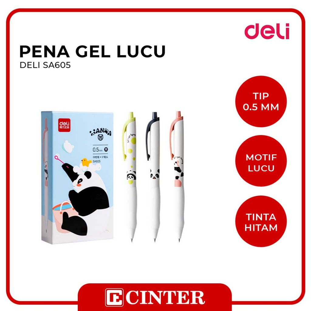 

DELI - PULPEN GEL / PEN / PENA SA605 GEL 0.5MM BLACK MOTIF PANDA
