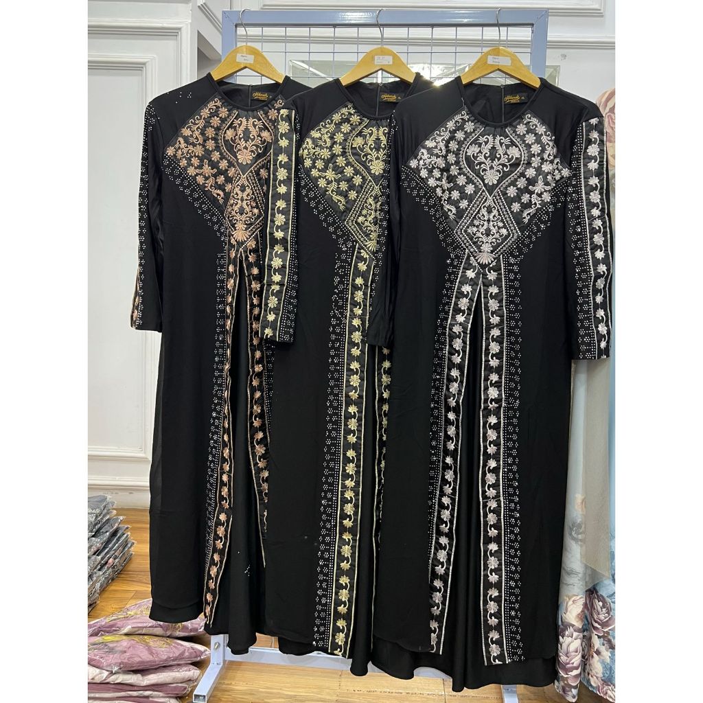 Jamila Abaya Bordir Jersey mix Ceruty Ori Arraffa Syari