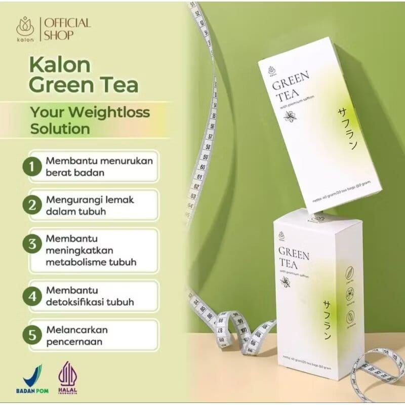 

Kalon Teh Hijau Premium Saffron Minuman Herbal Pelangsing Greentea