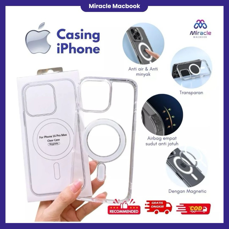 Case MagSafe iPhone X XR 11 12 13 14 15 16 17 Air Pro Max | Slim Magnet Clear Wireless Cover