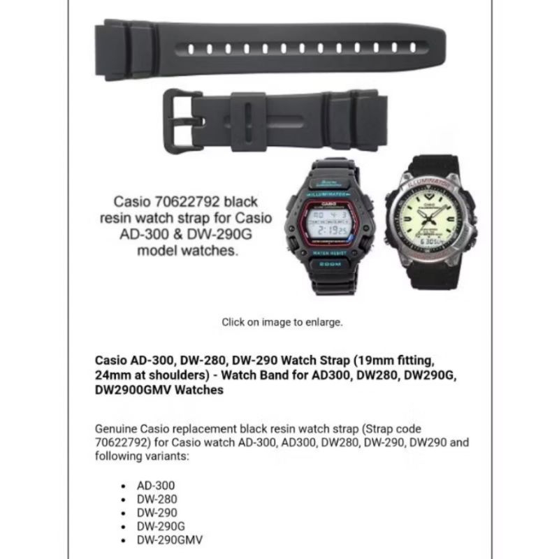 Strap Tali Jam Tangan Untuk Jam Tangan Casio Original AD-300 AD300 AD 300 DW280 DW 280 DW-280 DW290 
