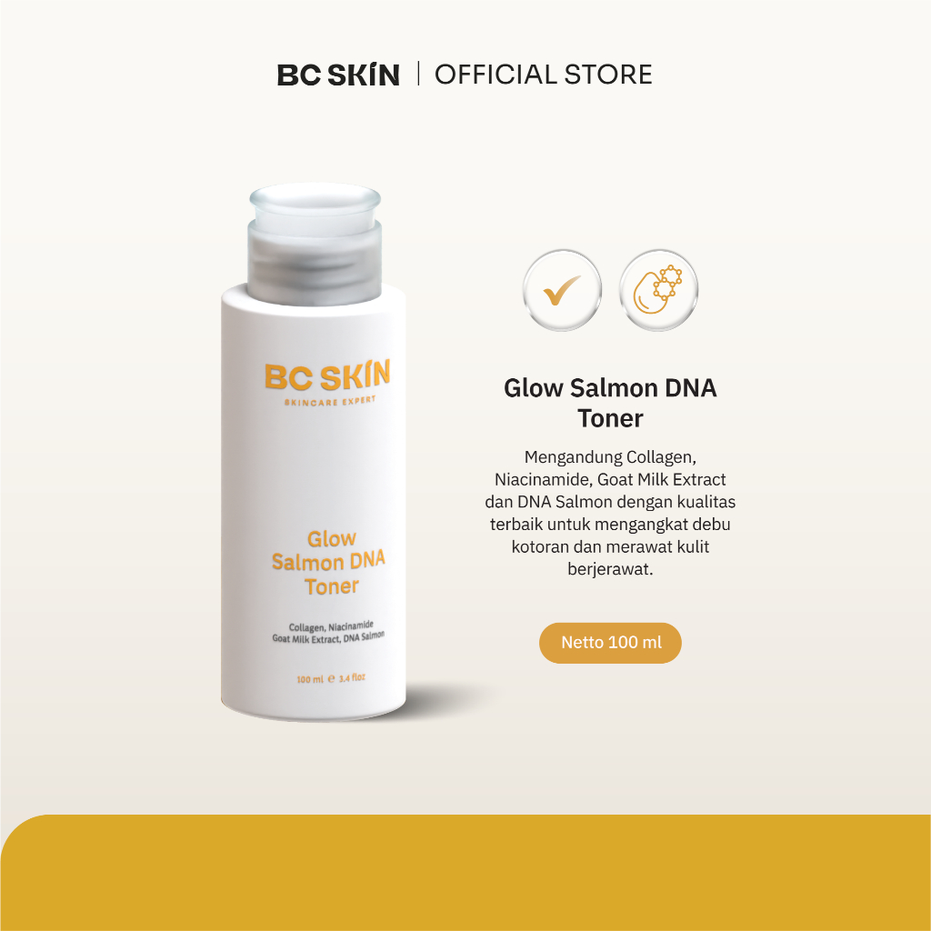 BC SKIN Glow Salmon DNA Toner - Toner Anti Aging - Meregenerasi Struktur Kolagen dan Kulit yang Menu