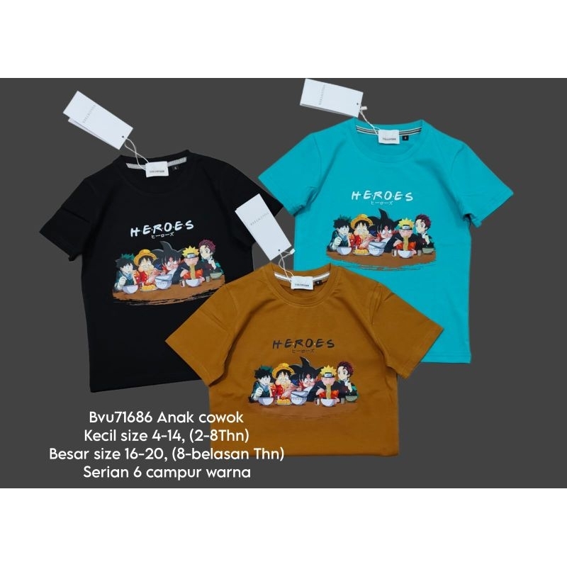 baju kaos import anak laki laki usia 2-8thn