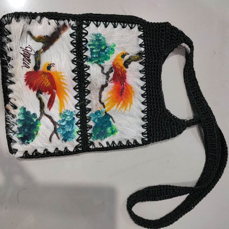 Tas Noken Papua Motif Cendrawasih Bulu Kambing