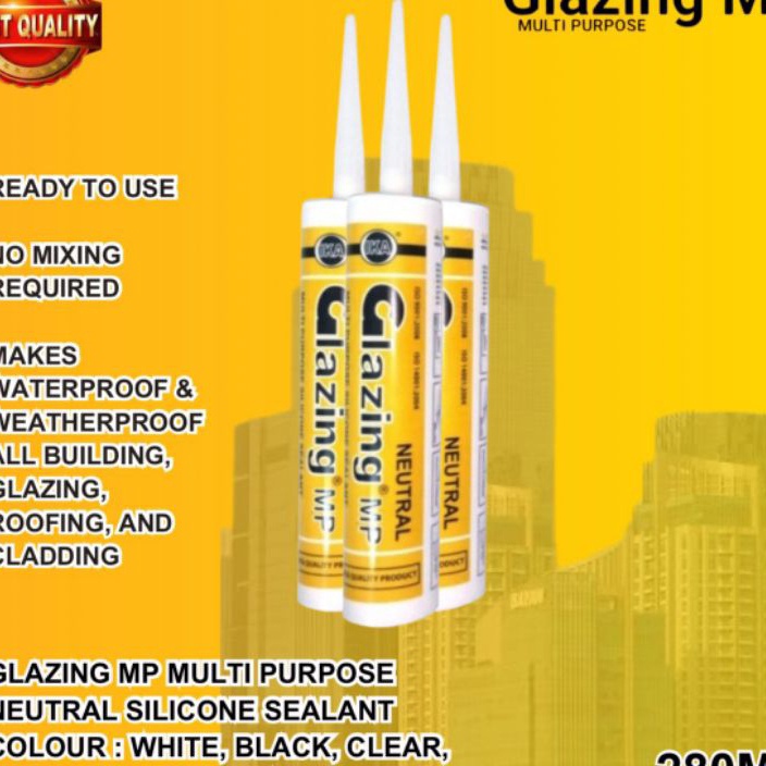 Super Silicone Sealant GLAZING MP NetralLem Kaca Glazing MP