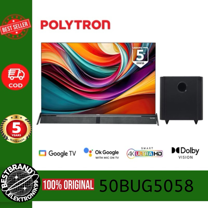 POLYTRON 50INCH UHD 4K GOOGLE TV CINEMAX SOUNDBAR PLD50BUG5058 / 50BUG5058 / 50 BUG 5058