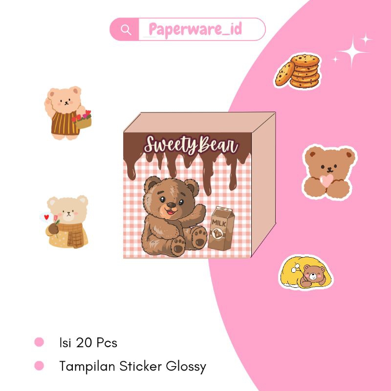 

sticker tema sweety bear / sticker dekorasi tema sweety bear / stiker dekorasi karakter lucu