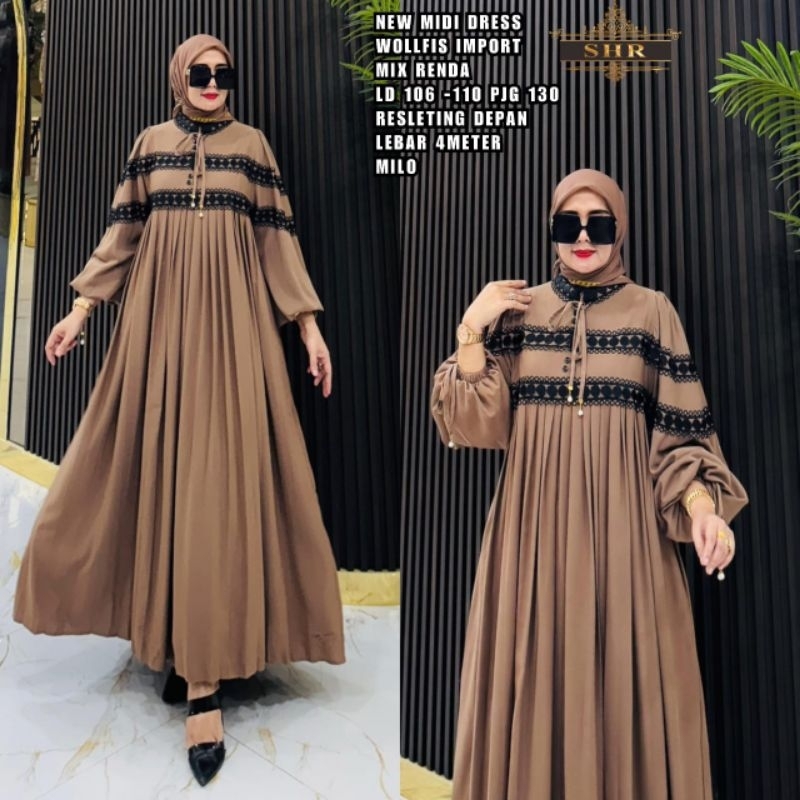 New MIDI dress wolfies mix renda premium by SHR