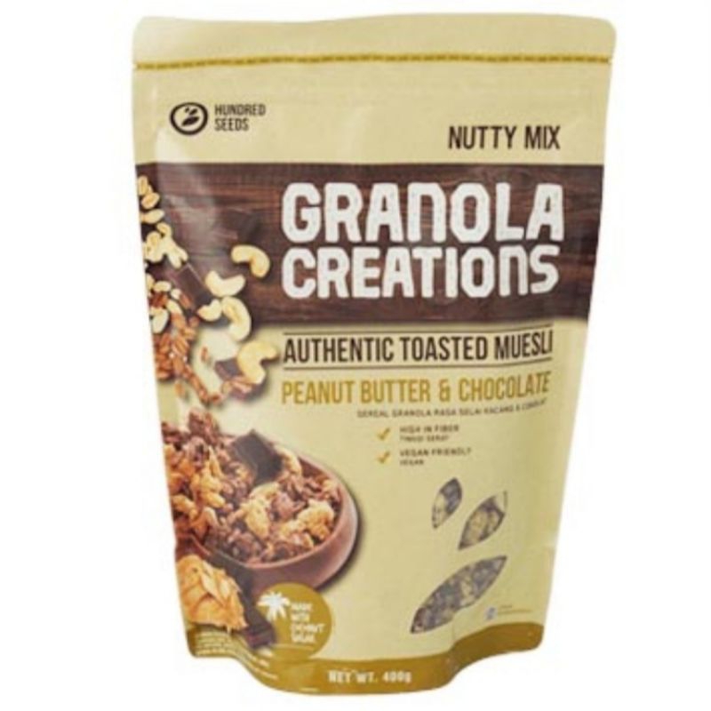 

Granola Creations Muesli 400gr / Peanut Butter Chocolate / Cinnamon & Raisin / Dark Choco Banana / Honey & Mango