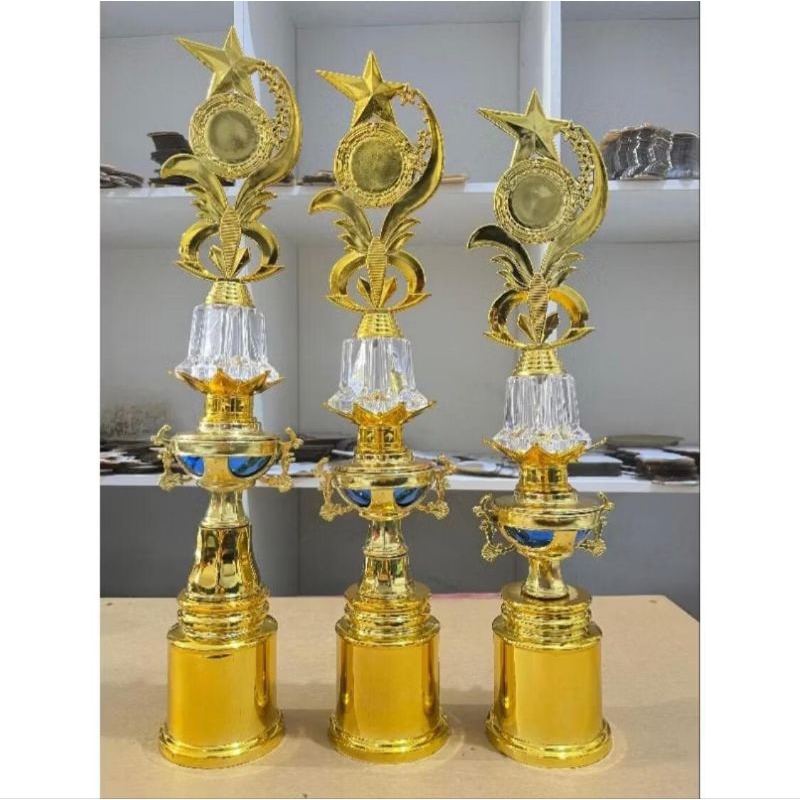 PIALA 1 SET PIALA JUARA 1,2,3 PIALA ORNAMEN KACA PIALA JUARA TINGGI ±50VM PIALA TINGGI 43-50CM PIALA