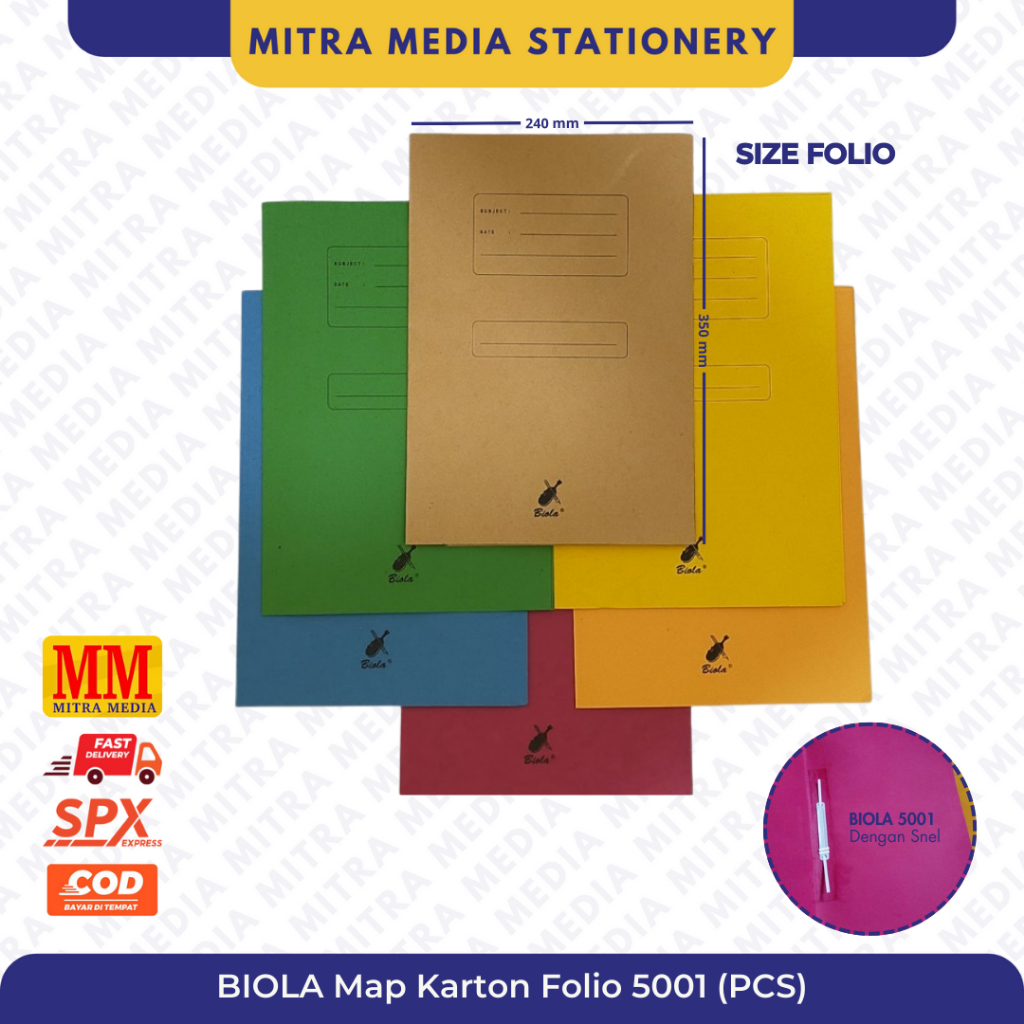 

Map Kertas BIOLA 5001 Tulang / Snel / Stopmap / Acco / Map Folio F4 A4