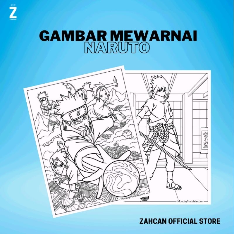 Kertas Gambar Mewarnai A4 [ Naruto ]