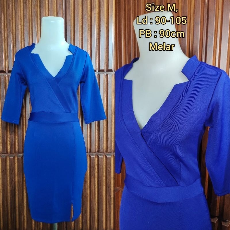 Dres biru elektrik model Vneck presbody
