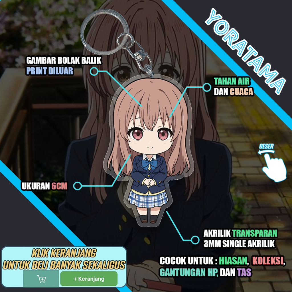 Gantungan Kunci Shouko Nishimiya Koe No Katachi, Keychain Anime Lucu