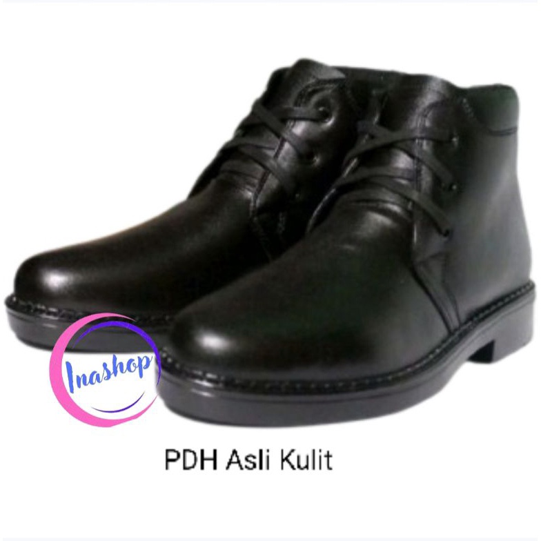 KODE E66A Sepatu PDH Pria Asli Kulit Tali Lubang 3