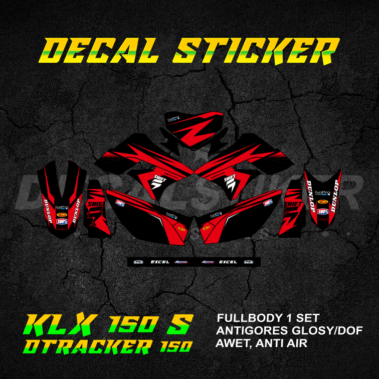 DECAL STIKER KLX DTX 150 (002) DEKAL STICKER KLX S L DTRACKER LAMA OLD FULLBODY 2009 2010 2011 2012 