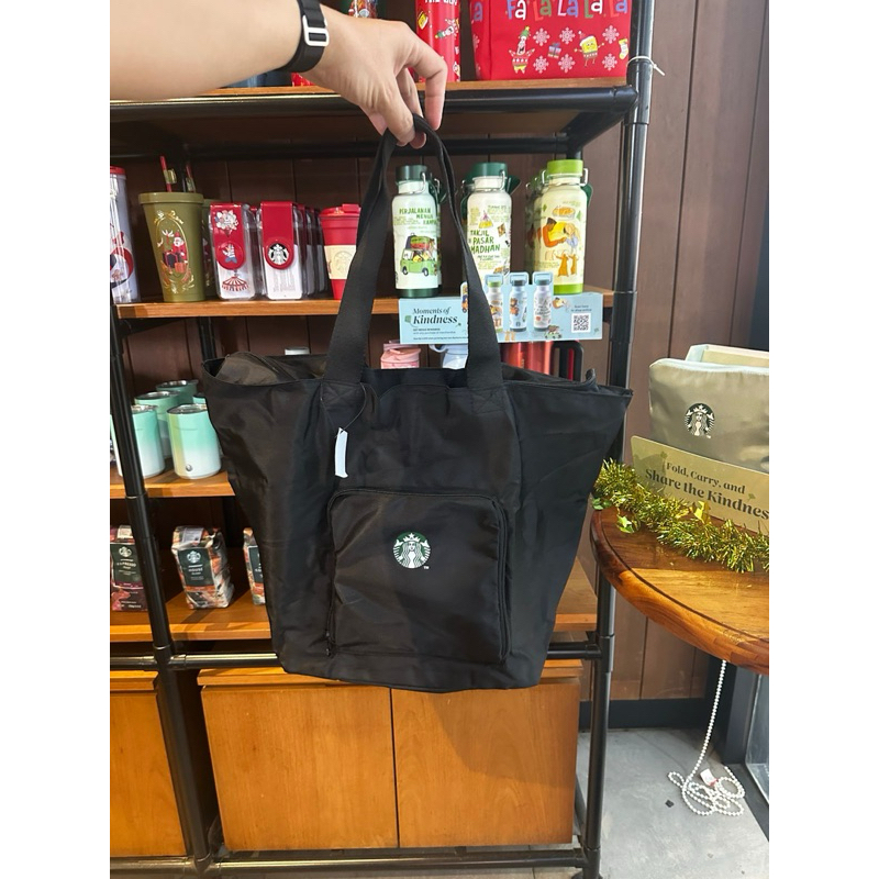 Starbucks Totebag Foldable Bag Black and Mint Limited Edition (Isi 2 Bag)