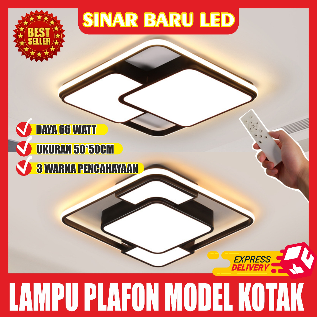 Sinar Baru Led Lampu Plafon 3 Warna LED Modern Minimalis Bentuk Kotak Gaya Nordic Untuk Dekorasi Rua