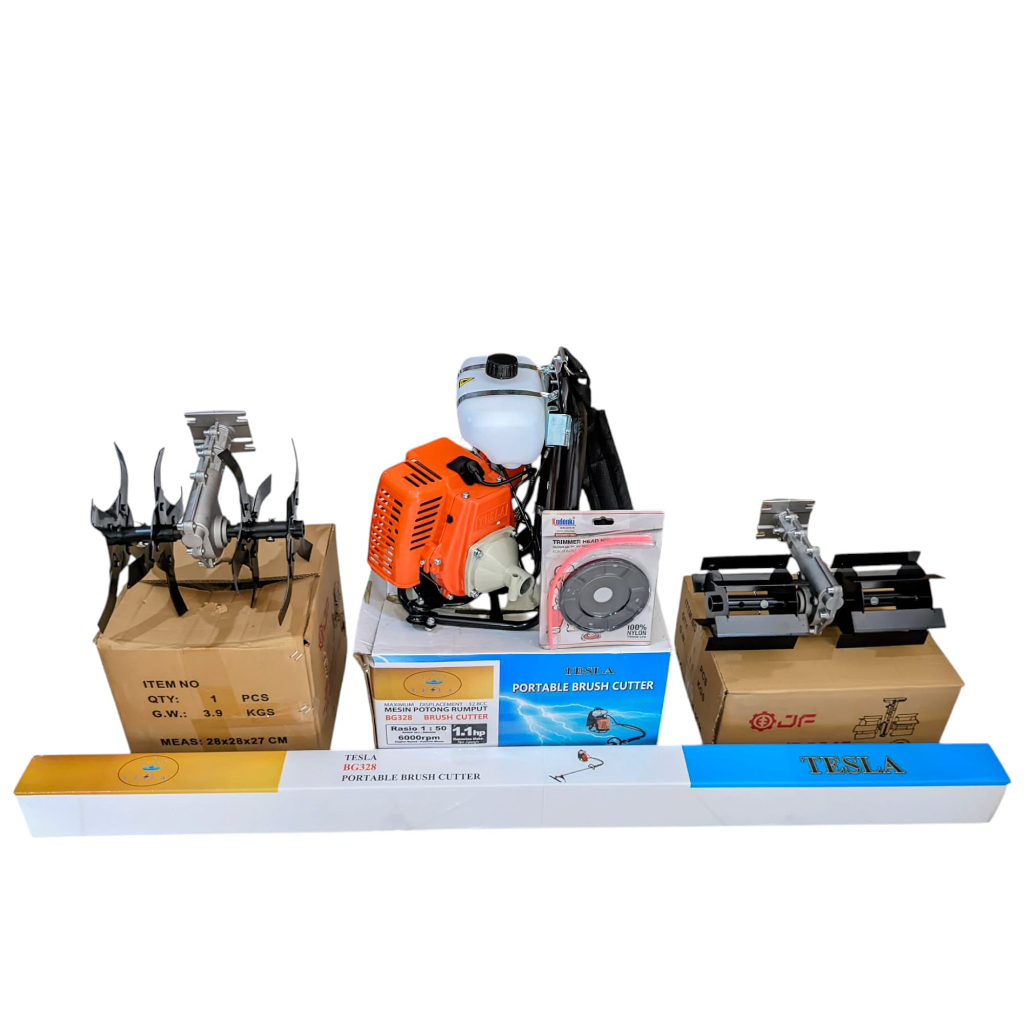 paket (2in1)mesin rumput 328(2tak)+cultivator bajak sawah Bonus Mata Senar