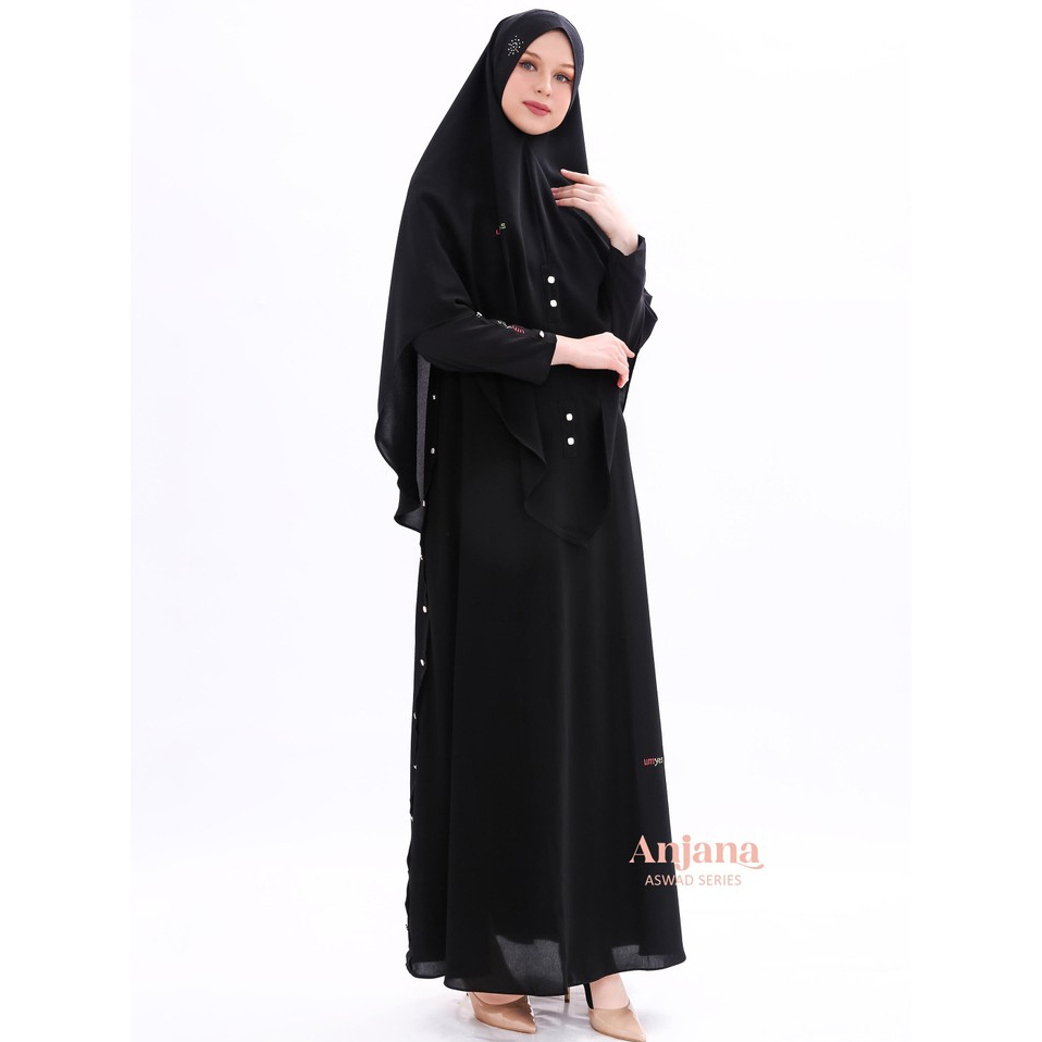 Umyas Boutique | Anjana Abaya Set | gamis syari hitam | gamis buat kondangan | gamis terbaru lebaran
