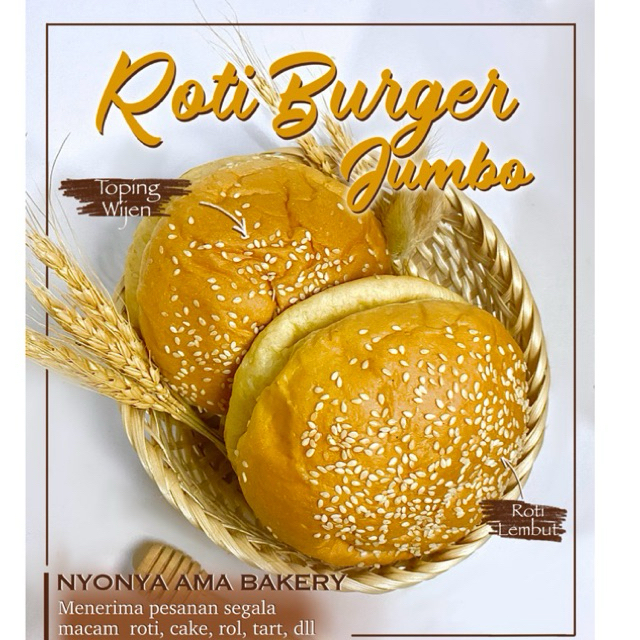 

Roti Burger JUMBO 11-12cm | Roti Kosong | Roti Wijen | Roti Bun (Pre Order)