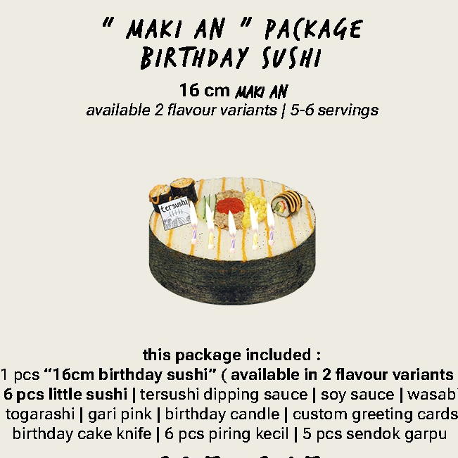 

Birthday Sushi Maki an Package Size 16 cm