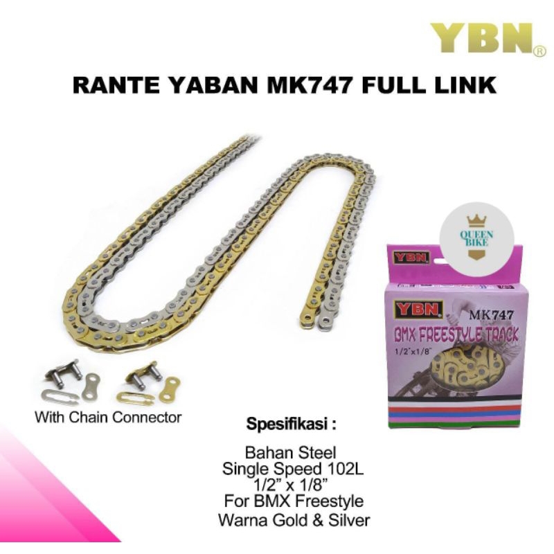 Rantai Rante Sepeda BMX Freestyle YBN YABAN FULL LINK MK747