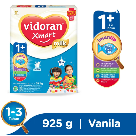 Susu Vidoran xmart 1+ dan 3+ Madu Vanila 925 gram susu formula bayi susu pertumbuhan