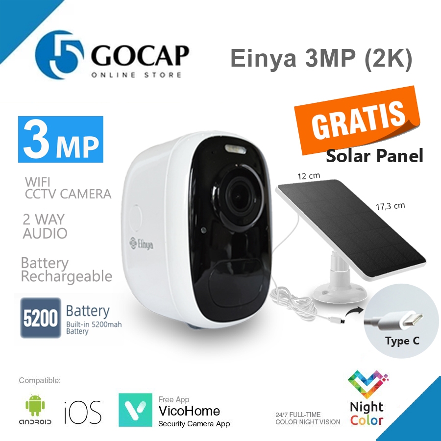 CCTV BATTERE WIFI 3MP EINYA OUTDOOR Bisa Untuk di Kebun - Merekam tanpa wifi**