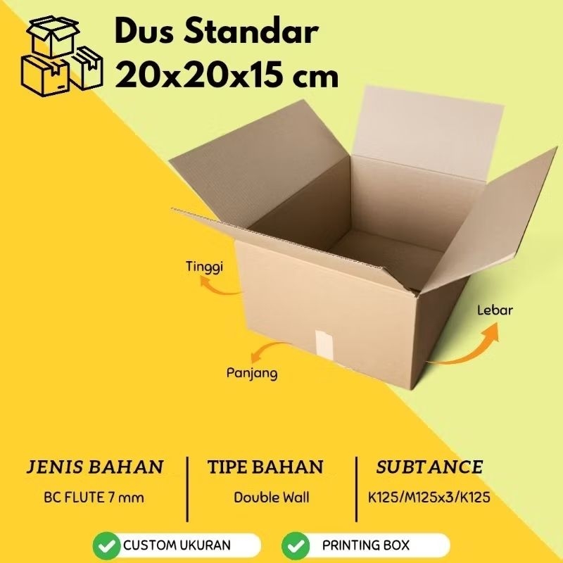 

Kardus Standar | Indomie Box POLOS uk. 20x20x15 cm DLL