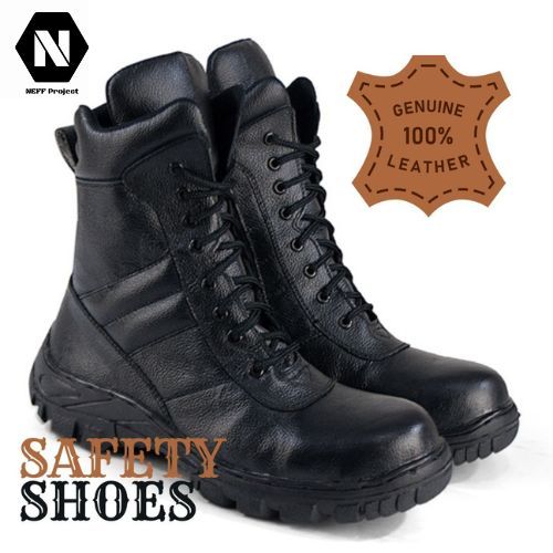 NEFF | Sepatu Safety Pria | Sepatu Tracking Pria | Sepatu Boot Pria Kulit Hitam [BSC 221]