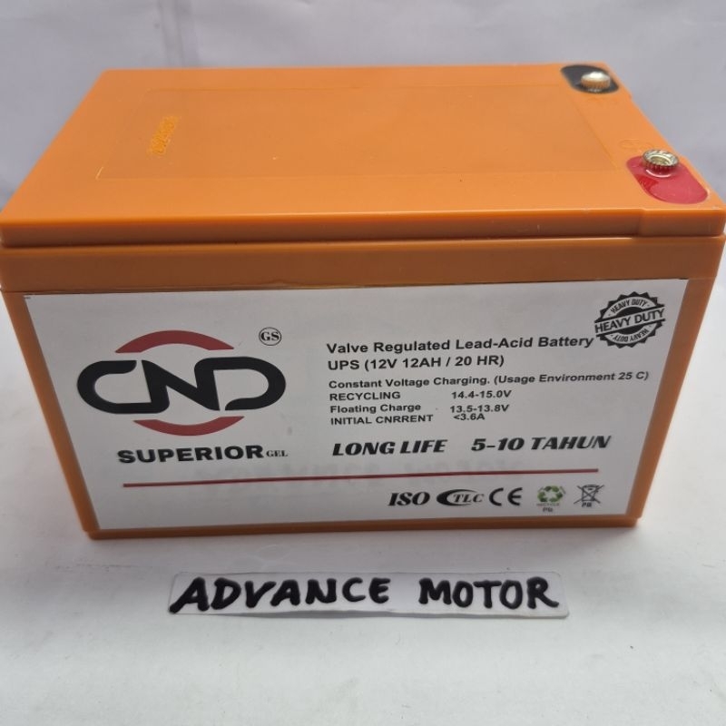 AKI SEPEDA LISTRIK 12V 12AH/20 HR ORIGINAL DND