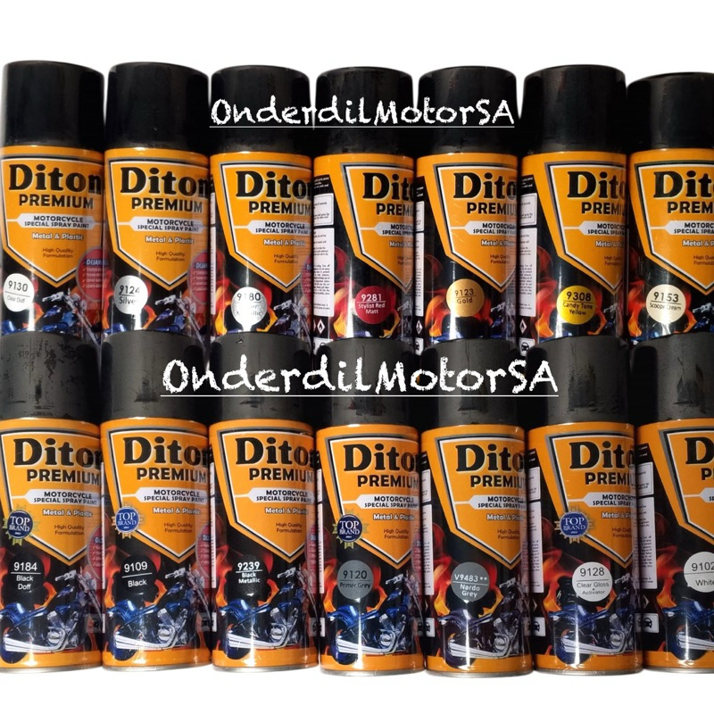 (TERLENGKAP) Cat Semprot Cat Spray Diton Premium Black 9109 Black Doff 9184 Black Metalic 9239 Clear