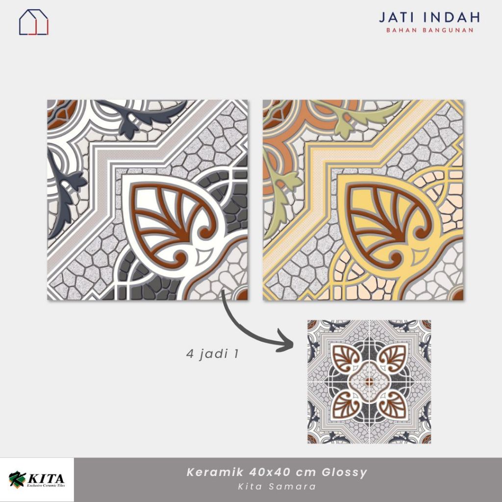 Keramik Lantai 40x40 cm Glossy Motif Decoratif Kita Samara