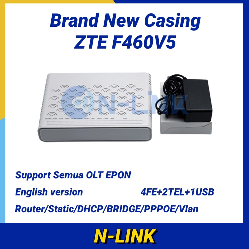 Barang Baru ZTE F460 V5 EPON ONU WiFi Modem 1GE 3FE Port Support Bridge Mode Compatible Hioso HSGQ S