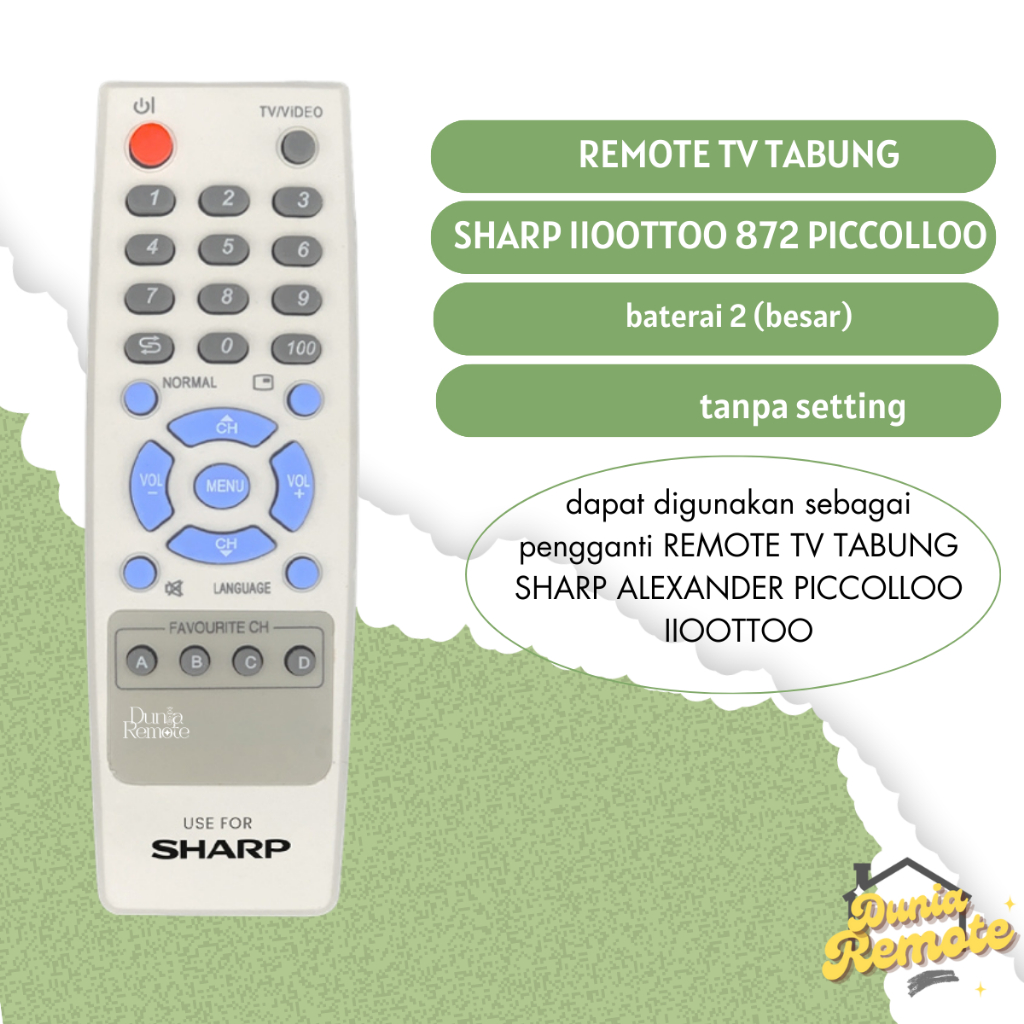 Remot Remote TV SHARP Alexander PICCOLO IIOTTO 797 tanpa setting