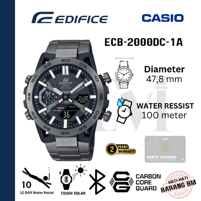 CASIO EDIFICE ECB-2000DC-1ADF Jam Tangan Pria Original Analog-Digital Antiair ECB-2000DC-1A ECB-2000
