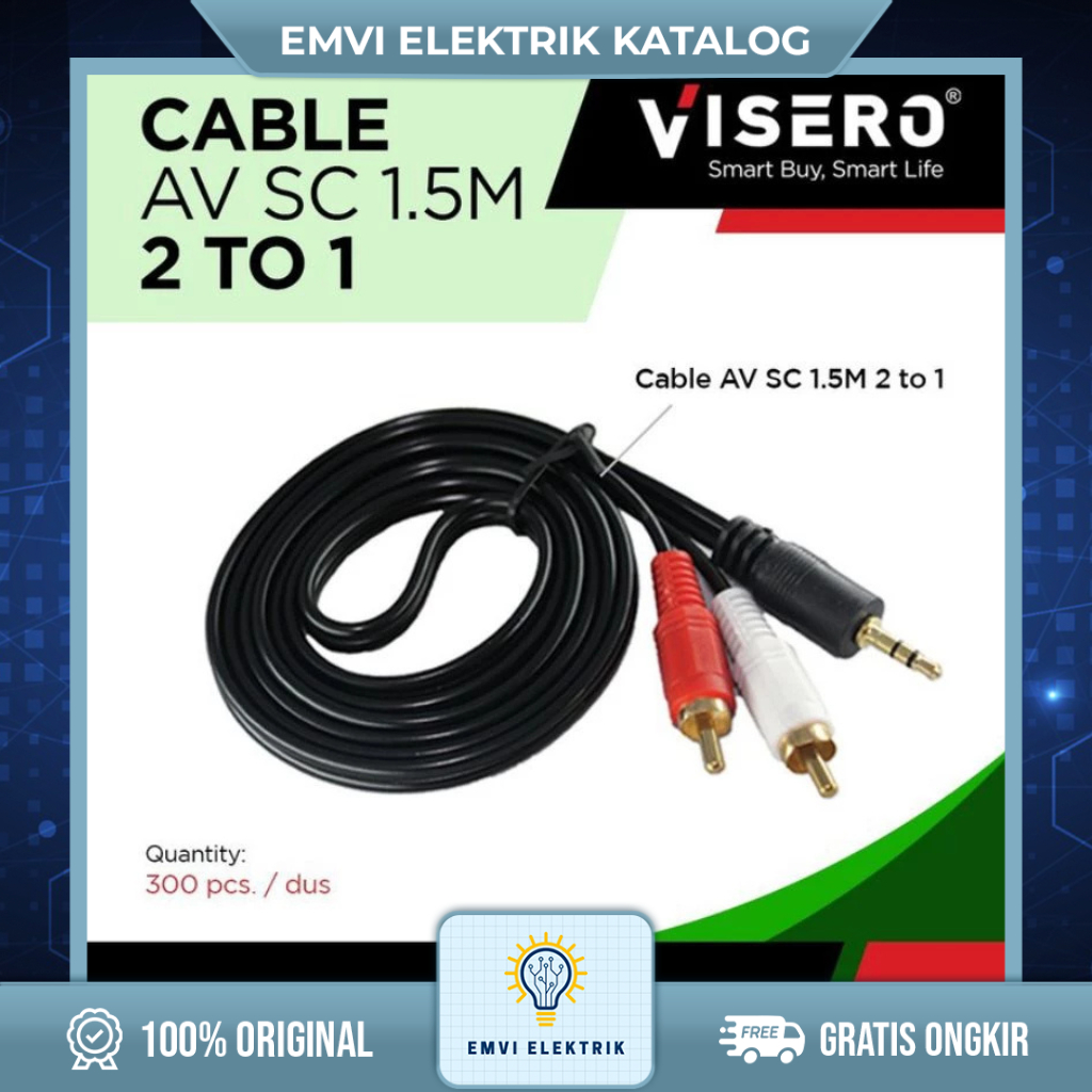 Kabel Jack RCA 2-1 1,5m RCA to RCA 2 Way Cable / Kabel RCA 2 in 1