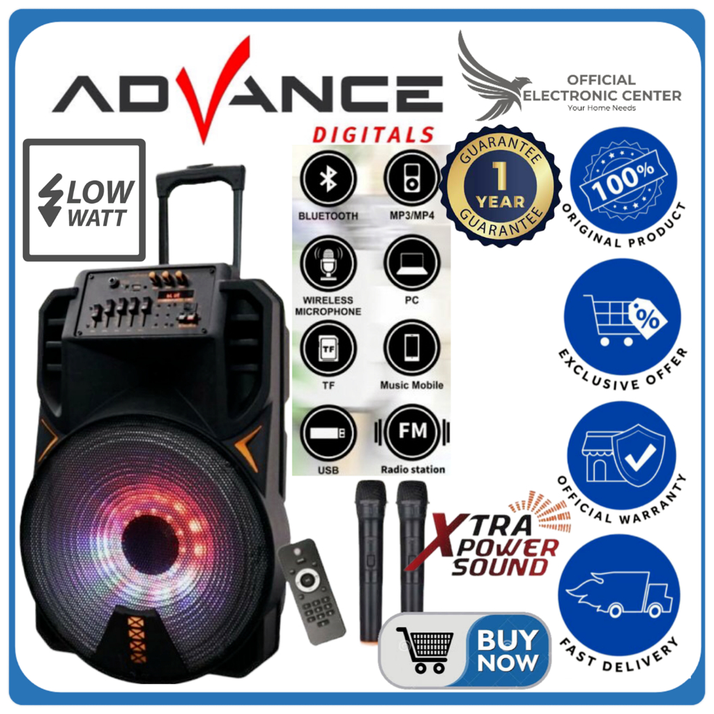 SPEAKER ADVANCE K-1506 K1506 K 1506 PORTABLE SPEAKER MEETING BLUETOOTH 15 INCH FREE 2 MIC ADVANCE SP